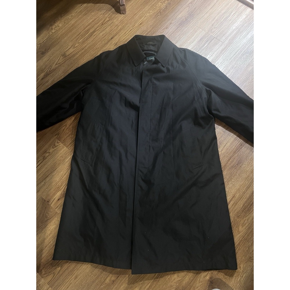Lauren Ralph Lauren Men's Trench Long Coat Size 42R Black (missing Belt)